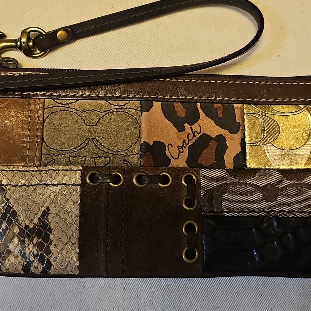 Coach Multicolor Patchwork Wristlet with Gold and… - image 1